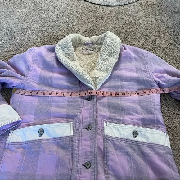 Free People We the Free Woodland Plaid Jacket Lilac Grey Size Small Sherpa - Picture 10 of 13